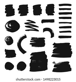 Hand drawn set of brush stroke. Vector grunge objects. Design elements
