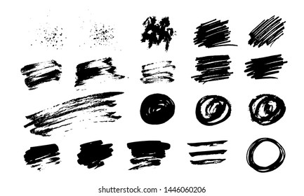 Hand drawn set of brush strokes for designs, templates etc. Vector illustration on white background