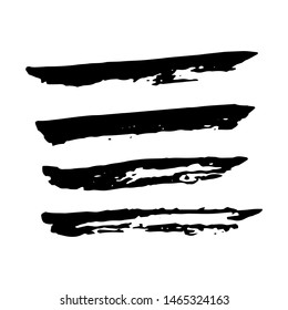 Hand drawn set of brush strokes for designs, templates etc. Vector illustration on white background
