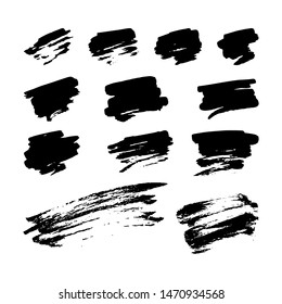 Hand drawn set of brush strokes for designs, templates etc. Vector illustration on white background