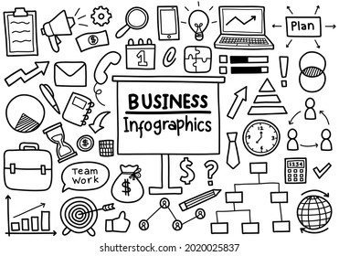 Hand Drawn Set of Business Infographic Icons