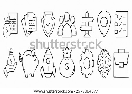 hand drawn set of bussiness icons