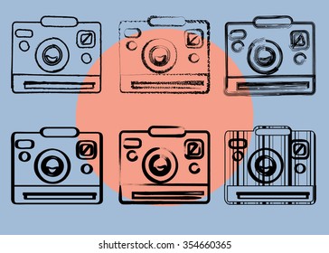 Hand drawn set of cameras