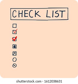 Hand drawn Set of Checkboxes and variants of check list and to do list, Business background Vector illustration.