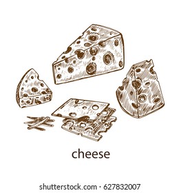 hand drawn set cheese