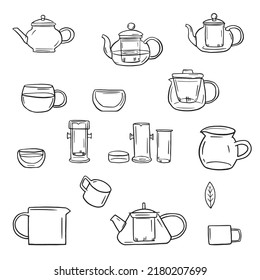 Dibujo a mano para la ceremonia del té chino. Té chino Doodle