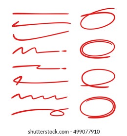 hand drawn set of circles and underlines