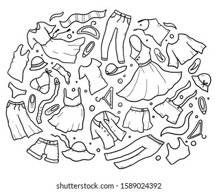 Hand drawn set of clothes