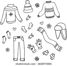 Ropa de mano para otoño e invierno. Estilo de línea delgada.