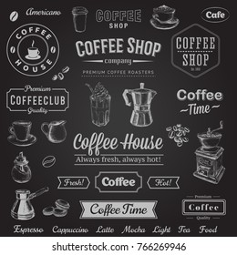 Hand Drawn Set Coffee Vector illustration. Coffee to go. Take away coffee design