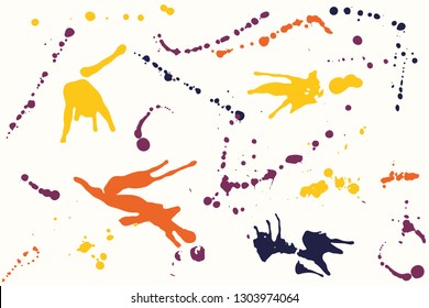 Hand drawn set of colorful ink spots isolated on white background. Paint splat set ink. Splat drop vector. Blood splash. Paint blob.