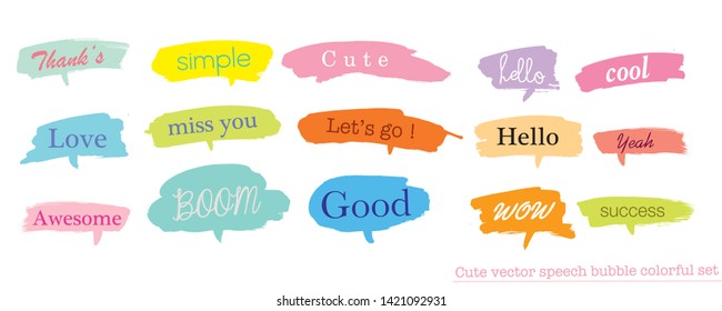 Hand drawn set of Colorful speech bubbles with dialog words,Vector bubbles speech doodle set 