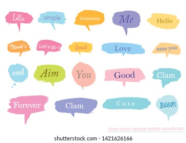 Hand drawn set of Colorful speech bubbles with dialog words,Vector bubbles speech doodle set 