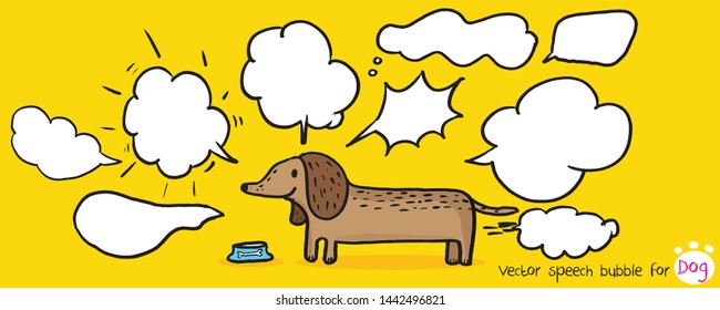 Hand drawn set of Colorful speech bubbles with dialog words for dog,Vector bubbles speech doodle set for dog or cat