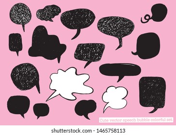 Hand drawn set of Colorful speech bubbles with dialog words,Vector bubbles speech doodle set
