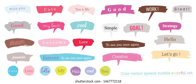 Hand drawn set of Colorful speech bubbles with dialog words,Vector bubbles speech doodle set
