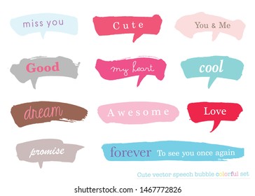 Hand drawn set of Colorful speech bubbles with dialog words,Vector bubbles speech doodle set
