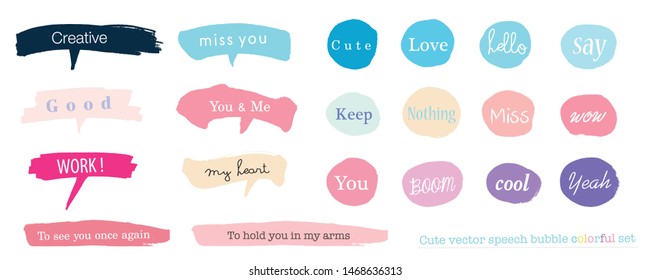 Hand drawn set of Colorful speech bubbles with dialog words,Vector bubbles speech doodle set