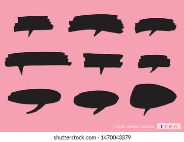 Hand drawn set of Colorful speech bubbles with dialog words,Vector bubbles speech doodle set
