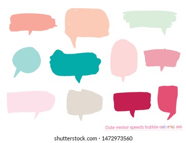 Hand drawn set of Colorful speech bubbles with dialog words,Vector bubbles speech doodle set