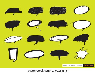 Hand drawn set of Colorful speech bubbles with dialog words,Vector bubbles speech doodle set