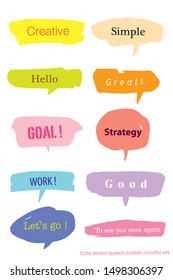 Hand drawn set of Colorful speech bubbles with dialog words,Vector bubbles speech doodle set