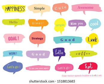 Hand drawn set of Colorful speech bubbles with dialog words,Vector bubbles speech doodle set

