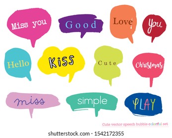 Hand drawn set of Colorful speech bubbles with dialog words,Vector bubbles speech doodle set