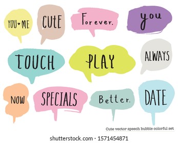 Hand drawn set of Colorful speech bubbles with dialog words,Vector bubbles speech doodle set