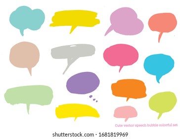 Hand drawn set of Colorful speech bubbles with dialog words,Vector bubbles speech doodle set