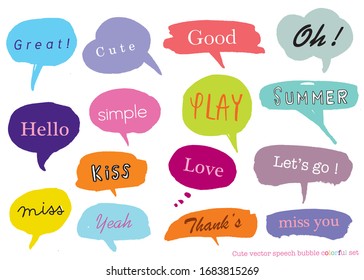 Hand drawn set of Colorful speech bubbles with dialog words,Vector bubbles speech doodle set