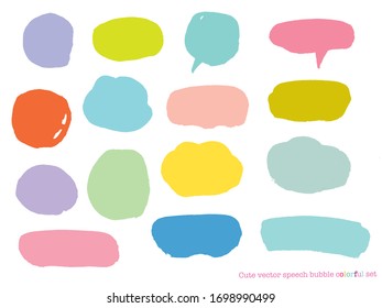 Hand drawn set of Colorful speech bubbles with dialog words,Vector bubbles speech doodle set
