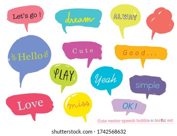 Hand drawn set of Colorful speech bubbles with dialog words,Vector bubbles speech doodle set