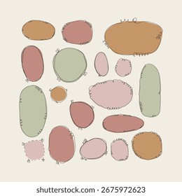 Hand drawn set of colorful speech bubbles , vector speech bubbles doodle set