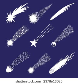 hand drawn set comet design vector 