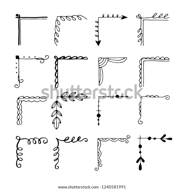 Hand Drawn Set Corner Different Shapes Stock Vector (Royalty Free ...