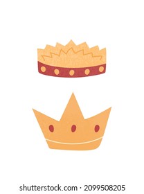 Hand drawn set of crowns.Modern vector illustration isolated on white background