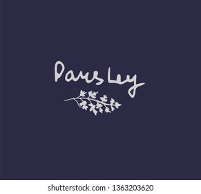 Hand drawn set of culinary herb. Basil and mint, rosemary and sage, thyme and parsley. Food design logo elements