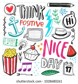 Hand drawn set of cute doodle elements
