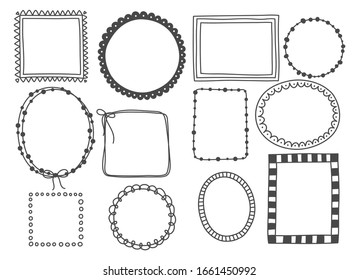 Hand Drawn Set Of Cute Doodle Frame. Vector Illustration.