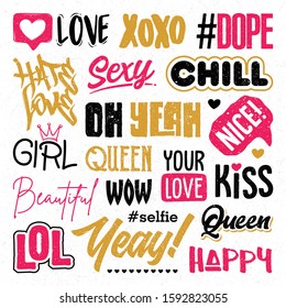 Hand Drawn Set of Cute Stickers for Social Media