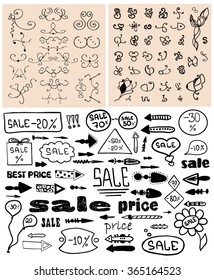 Hand drawn set of design elements