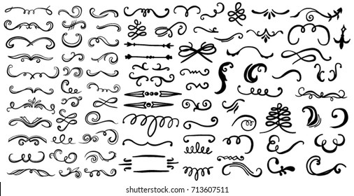 Hand drawn set of design elements