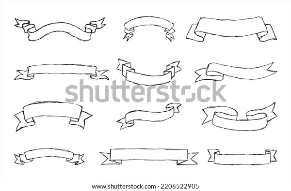 Hand Drawn Set Different Ribbons Design Stock Vector (Royalty Free ...