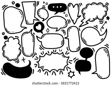 Hand drawn set of different speech bubbles,Stickers of speech bubbles vector set , Retro Set of Comics Speech and Bubbles Cartoon Vector, simple layered vector