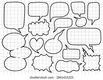 Hand drawn set of different speech bubbles,Stickers of speech bubbles vector set , Retro Set of Comics Speech and Bubbles Cartoon Vector, Each on a separate layer.