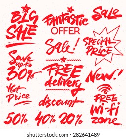 Hand Drawn Set of Discount Design Elements