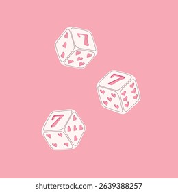 Hand drawn set dises with hearts on pink background, seamless pattern.