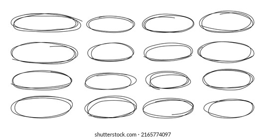 Hand drawn set of doodle circle. Vector illustration.