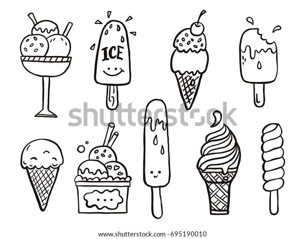 Hand Drawn Set Doodle Different Ice Stock Vector (Royalty Free) 695190010